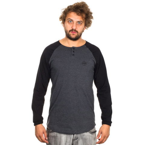 Longsleeve - Longsleeve The Hive Henley Longsleeve - Melanż/Czarny - Zdjęcie 1