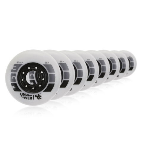 Kółka - Kółka do Rolek Undercover Powerblading 80mm/88a - White/Black (8 szt.) - Setup - Zdjęcie 1
