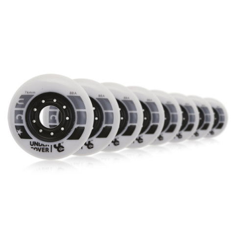 Kółka - Kółka do Rolek Undercover Powerblading 76mm/88a - White/Black (8 szt.) - Setup - Zdjęcie 1