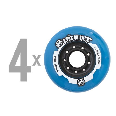 Promocje - Kółka do Rolek Powerslide Spinner Wheels 80mm/85A (4 szt.) - Czarno/Niebieskie - Zdjęcie 1