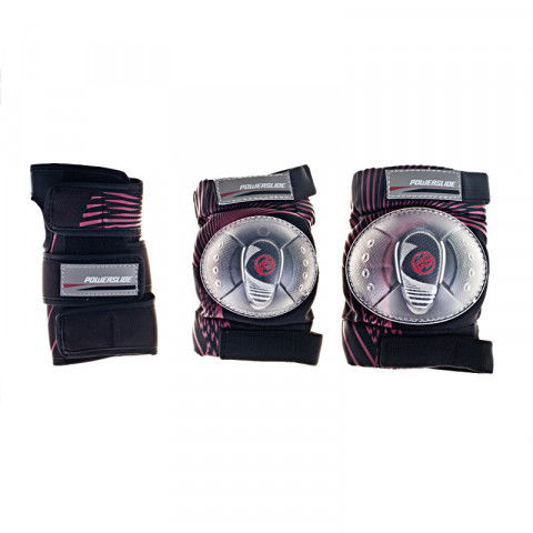 Ochraniacze - Ochraniacze Powerslide Kids Basic Tri-Pack - Czarno/Różowy - Zdjęcie 1