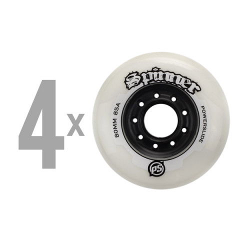Promocje - Kółka do Rolek Powerslide Spinner Wheels 80mm/85A (4 szt.) - Biało/Czarne - Zdjęcie 1
