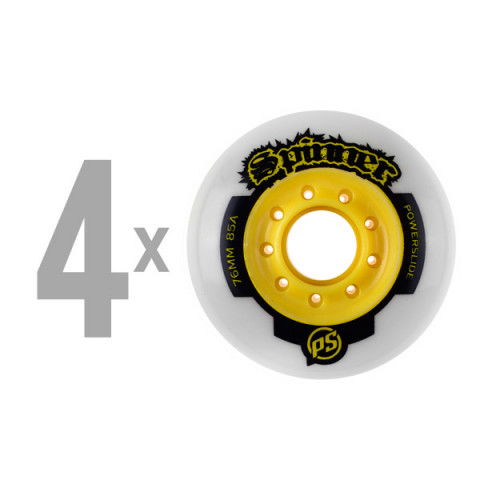 Promocje - Kółka do Rolek Powerslide Spinner Wheels 76mm/85A (4 szt.) - Żółto/Białe - Zdjęcie 1