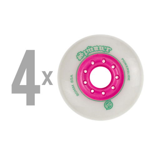 Promocje - Kółka do Rolek Powerslide Spinner Wheels 80mm/85A (4 szt.) - Biało/Różowe - Zdjęcie 1