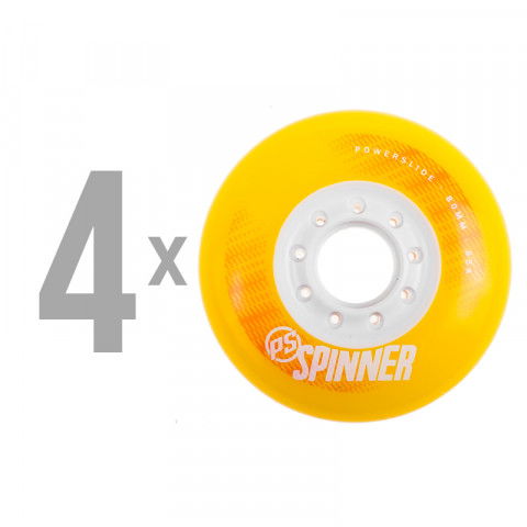 Kółka - Kółka do Rolek Powerslide Spinner Wheels 80mm/85A (4 szt.) - Żółte - Zdjęcie 1