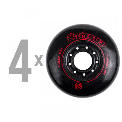 Promocje - Kółka do Rolek Powerslide Spinner Wheels 80mm/85A (4 szt.) - Czarno/Czerwone - Zdjęcie 1