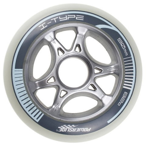 Promocje - Kółka do Rolek Powerslide X-Type 90mm/82a - Szaro/Błękitne OEM - Zdjęcie 1