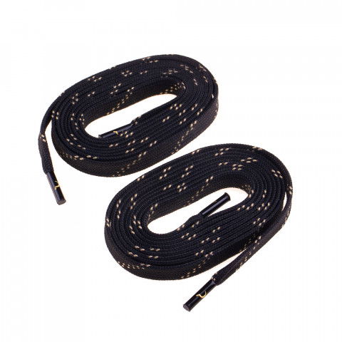 Sznurówki - Sznurówki Ground Control Waxed Laces Metal Tip - Czarne - Zdjęcie 1