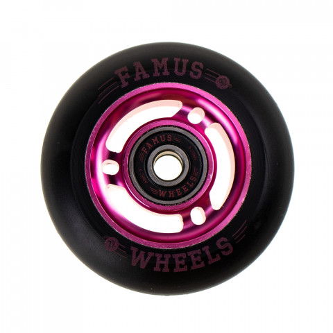 Kółka - Kółka do Rolek Famus 3 Spokes 72mm/90a + Abec 9 - Różowo/Czarne (1 szt.) - Zdjęcie 1