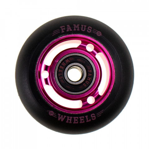 Kółka - Kółka do Rolek Famus 3 Spokes 64mm/92a + Abec 9 - Różowo/Czarne (1 szt.) - Zdjęcie 1