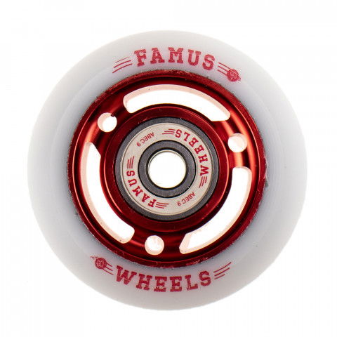 Promocje - Kółka do Rolek Famus 3 Spokes 60mm/90a + Abec 9 - Czerwono/Białe (1 szt.) - Zdjęcie 1