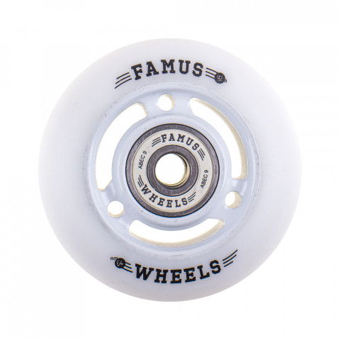 Kółka - Kółka do Rolek Famus 3 Spokes 64mm/92a + ABEC 9 - Biało/Białe - Zdjęcie 1