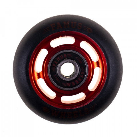 Kółka - Kółka do Rolek Famus 6 Spokes 60mm/88a + ABEC 9 - Czerwono/Czarne - Zdjęcie 1