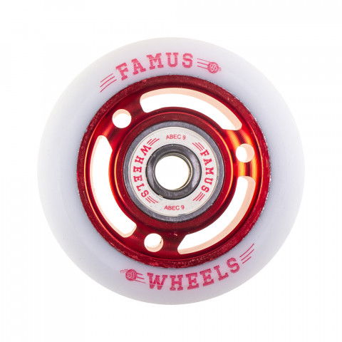Kółka - Kółka do Rolek Famus 3 Spokes 60mm/88a + ABEC 9 - Czerwono/Białe - Zdjęcie 1