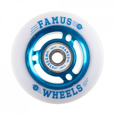 Kółka - Kółka do Rolek Famus 3 Spokes 68mm/88A + ABEC 9 - Niebiesko/Białe - Zdjęcie 1