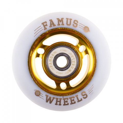 Kółka - Kółka do Rolek Famus 3 Spokes 68mm/88A + ABEC 9 - Złoto/Białe - Zdjęcie 1