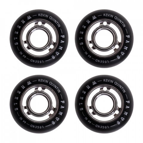 Promocje - Kółka do Rolek Famus Kevin Quintin 64mm/90a - Srebrno/Czarne (4 szt.) - Zdjęcie 1