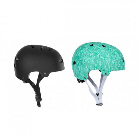 Kaski - Kask Powerslide Pro Urban Floral - Turkusowy + Kask Powerslide Allround Czarny - Zdjęcie 1