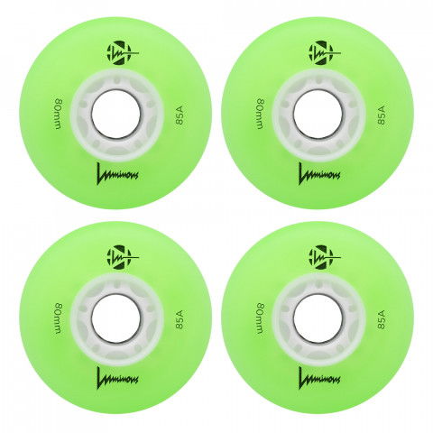 Kółka - Kółka do Rolek Luminous LED 80mm/85a - Białe-Glow-Zielone (4) - Zdjęcie 1