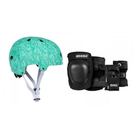 Kaski - Kask Powerslide Pro Urban Floral - Turkusowy + Ennui Aly Dual Pack - Zdjęcie 1