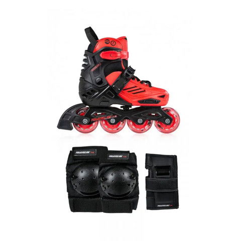 Rolki - Rolki Powerslide Khaan Junior LTD - Czerwone + Ochraniacze Powerslide - Zdjęcie 1