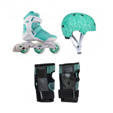 Rolki - Rolki Powerslide Radon 3x90 Lady + Kask Powerslide + Ochraniacze Powerslide Onesie - Zdjęcie 1